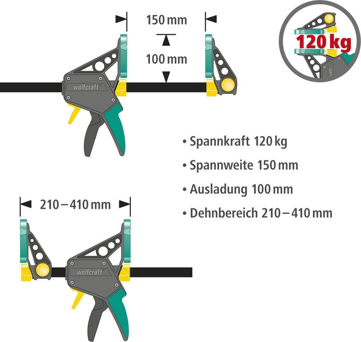 Actual product image wolfcraft 1 EHZ - One-handed clamp PRO 100/150mm (150 mm)