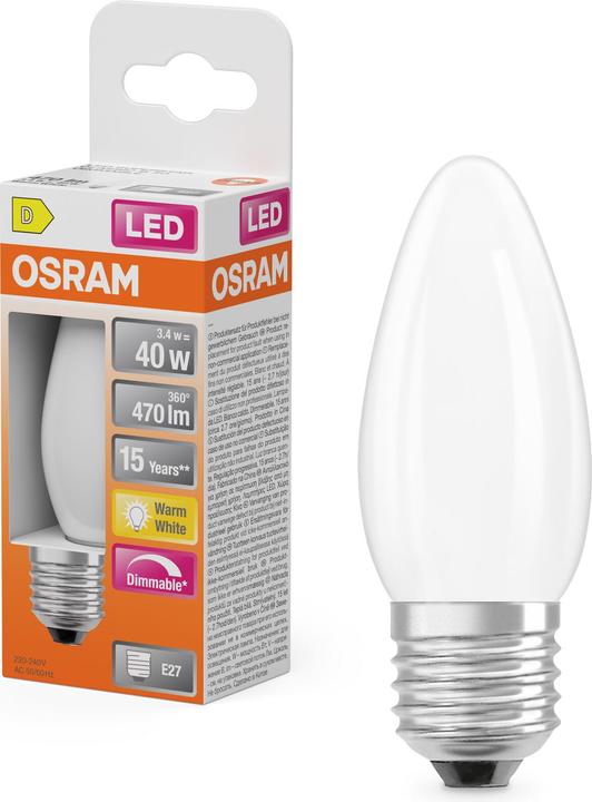 Actual product image Osram LED Superstar Classic B 40 Filament DIM 3.4W 827 Frosted E27 (E27, 470 lm, 1x)