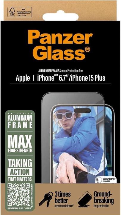 Actual product image PanzerGlass Ultra-Wide Fit (1 Piece, Apple iPhone 15 Plus, Apple iPhone 16 Plus)