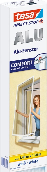 Actual product image tesa Insect screen Alu COMFORT for windows, with aluminium frame, without drilling (140 x 150 cm)