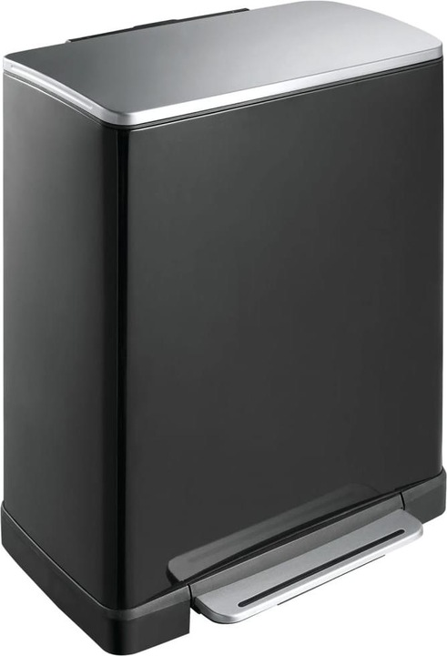 Produktbild EKO Tretmülleimer E-Cube 50 L Schwarz matt Edelstahl mit gedämpft schliessendem Deckel und Kunststof (50 l)