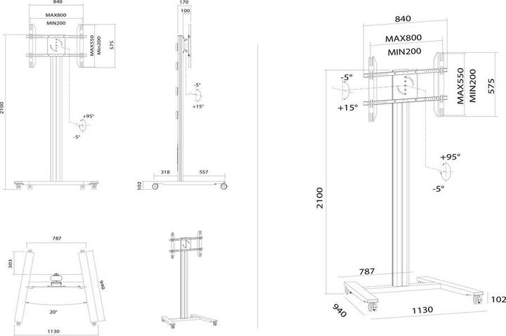 Produktbild Multibrackets 210 HD Single (80", 60 kg)