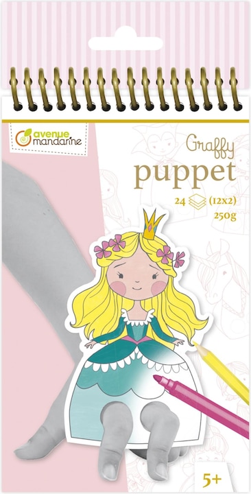 Immagine prodotto Avenue Mandarine Blocco da colorare Graffy Puppet 24 fogli, Principessa