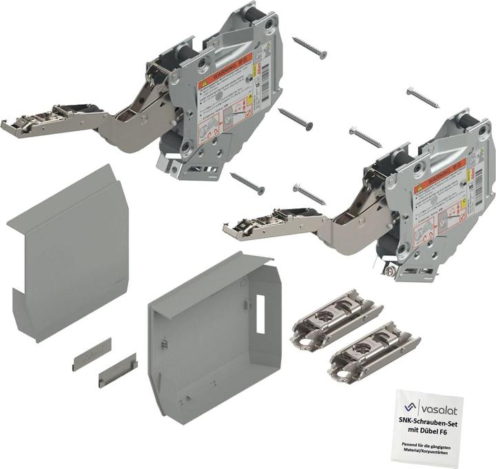 Actual product image Vasalat Blum Aventos HK-S 220-500 power accumulator light grey flap fitting with mounting plate