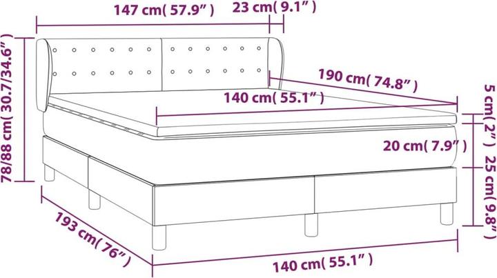 Immagine prodotto vidaXL Boxspringbett (140 x 190 cm)