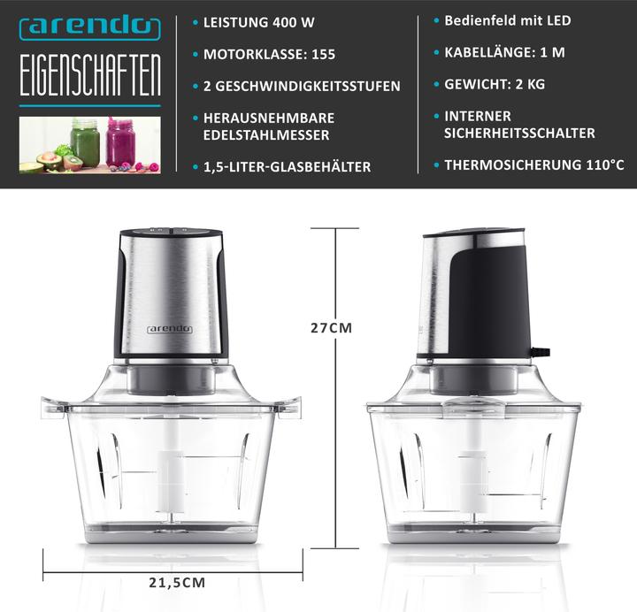 Image du produit Arendo Zerkleinerer (1500 ml, 400 W)