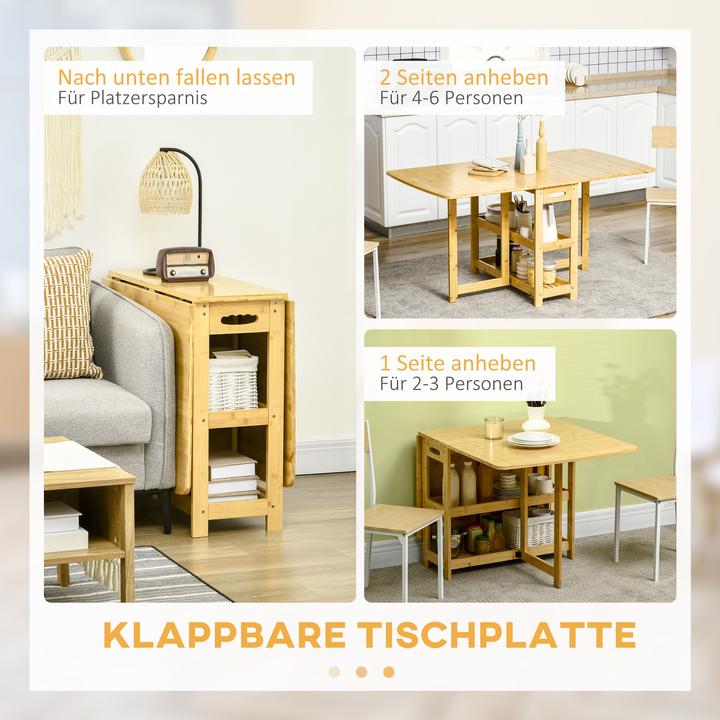 Produktbild Homcom Klapptisch mit Ablagefächer (149.5 x 80 x 73.5 cm)