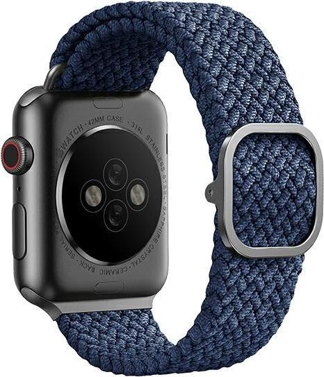 Produktbild Uniq pasek Aspen Apple Watch 44/42/45mm Series 4/5/6/7/8/SE/SE2 Braided niebieski/oxford blue (45 mm, 44 mm, 42 mm, Kunststoff)