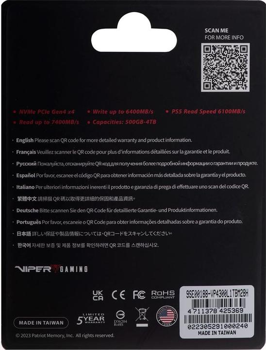 Produktbild Patriot VP4300 (1000 GB, M.2 2280)
