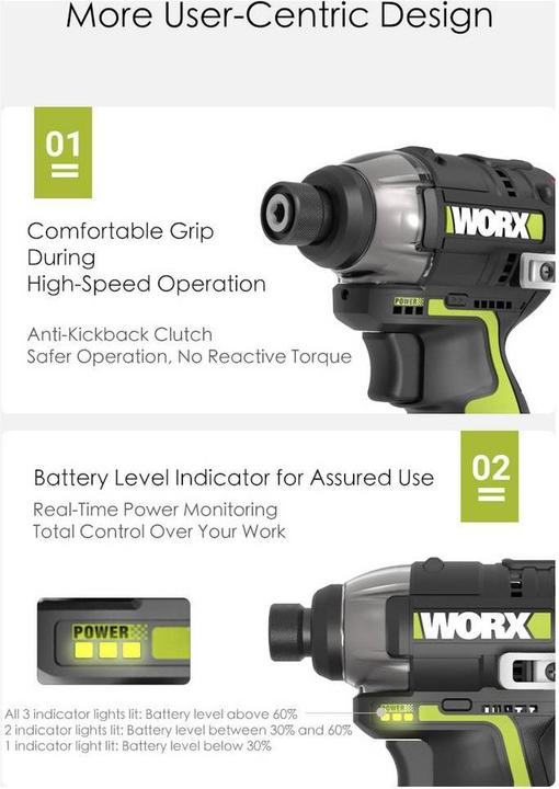 Produktbild Worx WU927 Akku-Schlagschrauber, Akku-Bohrschrauber 12 V 2 Ah, 4 Ah Li-Ion ink (Bohrschrauber, Schlagschrauber)