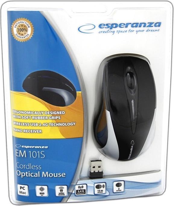 Actual product image Esperanza Bezprzewodowa Mysz optyczna EM101S USB, 2.4 GHz, NANO odbiornik (Wireless)