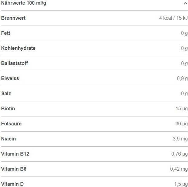 Valeurs nutritives et ingrédients Nocco Golden Grape (Grapefruit, 24 x)