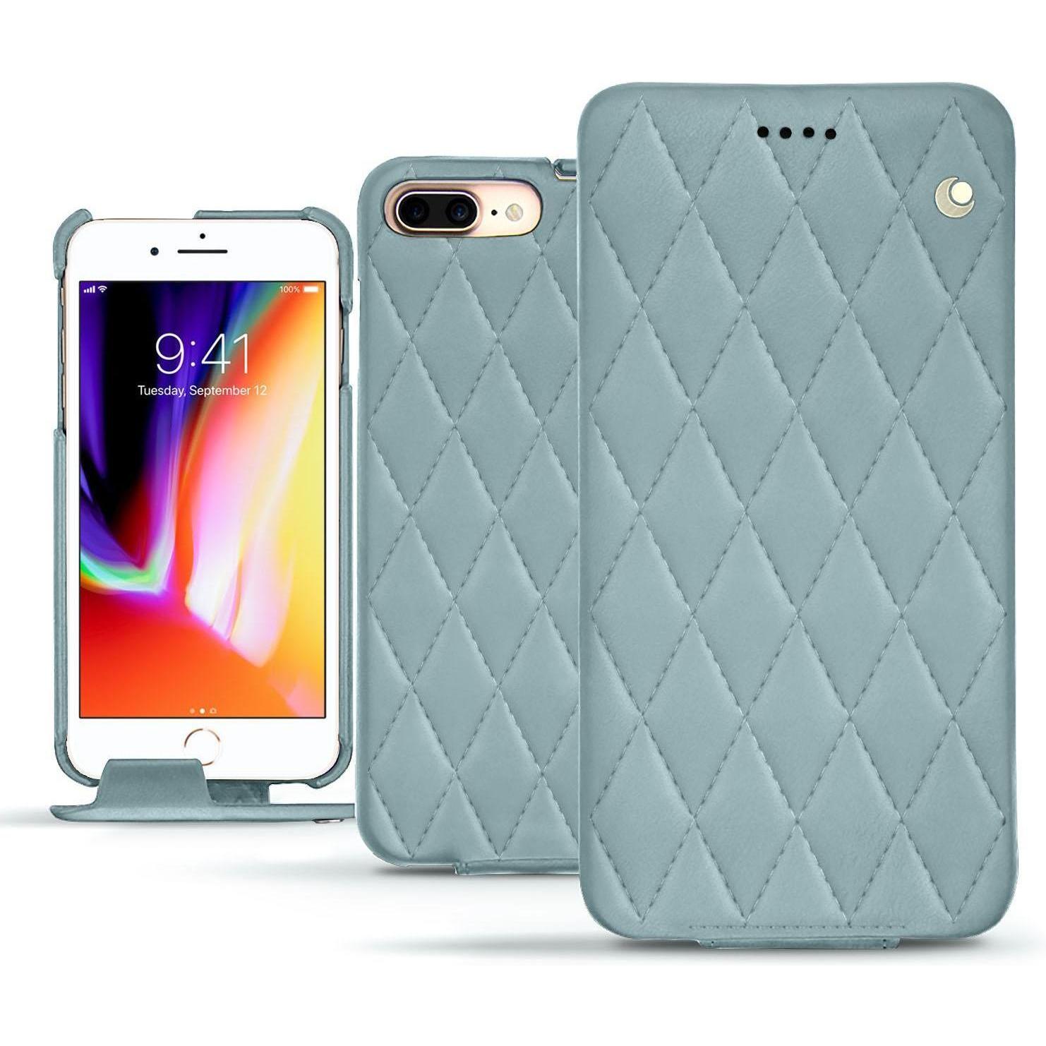 Noreve Lederschutzhülle vertikal (Apple iPhone 8 Plus), Smartphone Hülle, Blau