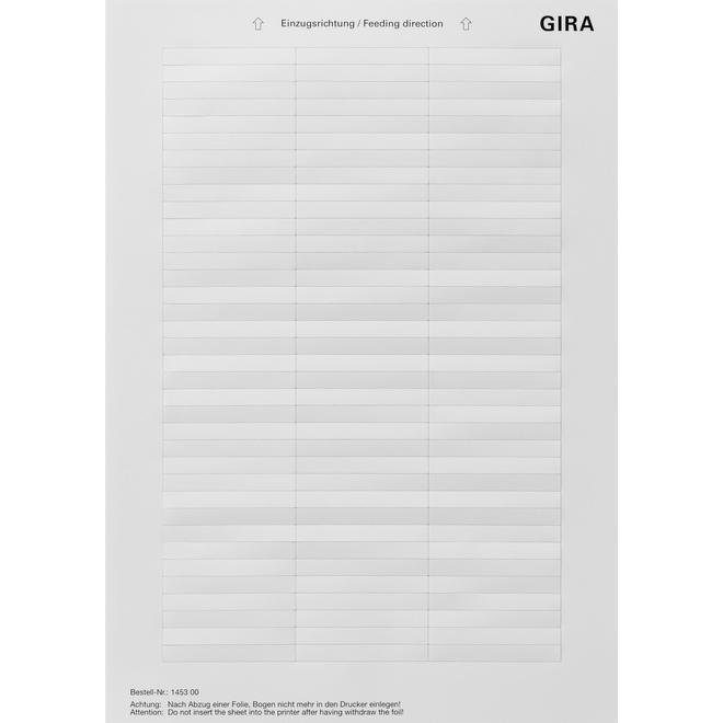 Gira, Zubehör Schalterprogramm, Beschriftungsbögen 54,5 x 7 mm Zubehör 145300