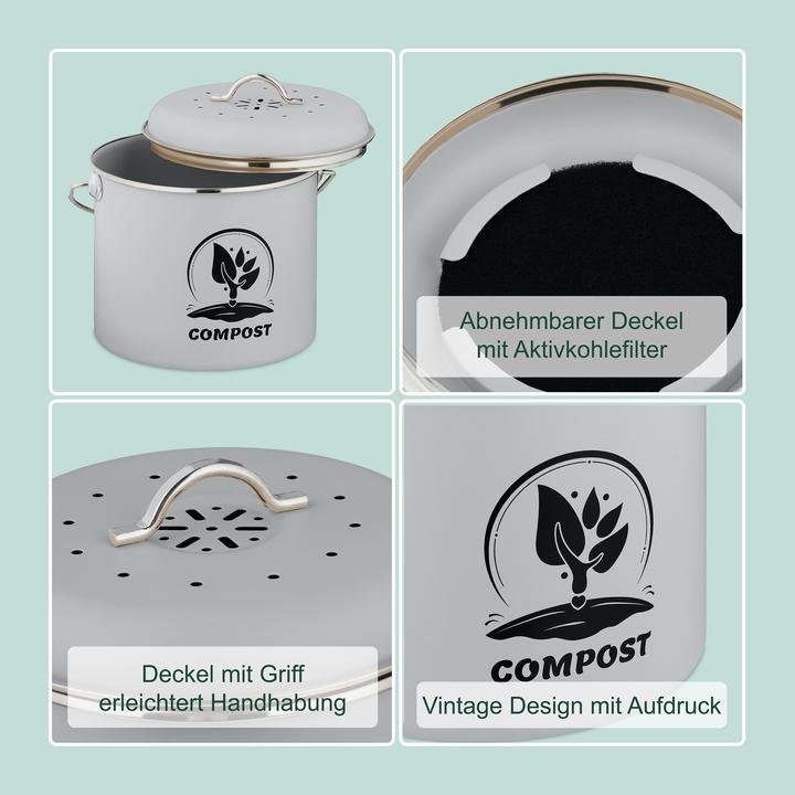 Produktbild Relaxdays Runder Komposteimer Küche 3,5 Liter (3.50 l)