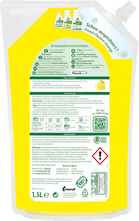 Produktbild Frosch Waschmittel 25WL/1,5l, Citrus (25 Waschgänge, Flüssig)