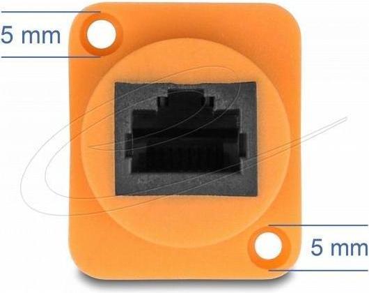 Actual product image Delock D-Typ RJ45 Kabel Stecker zu Buchse Cat.5e UTP orange (UTP, CAT5e, 0.30 m)