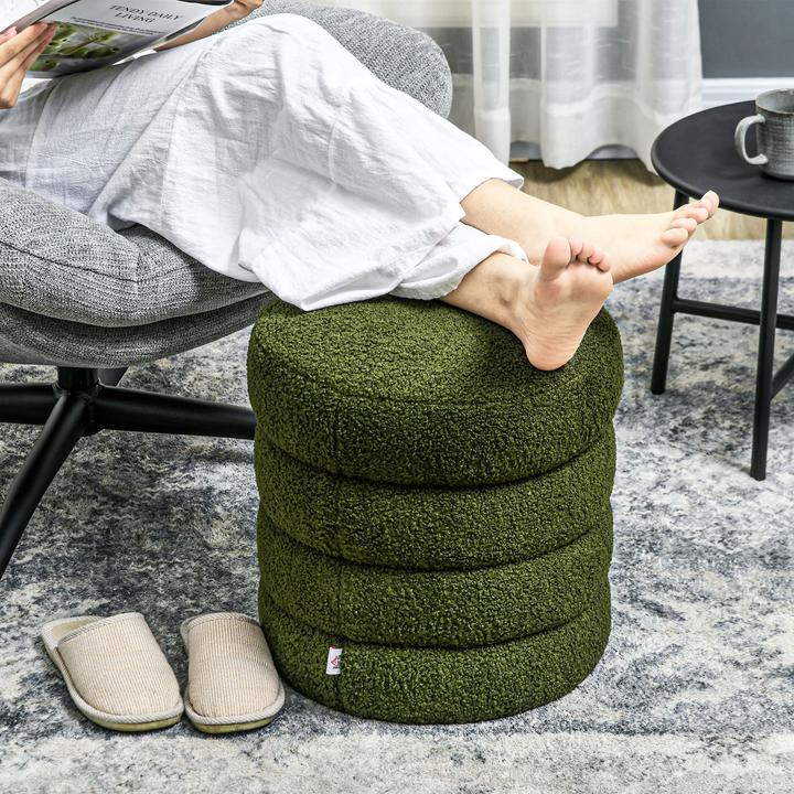 Actual product image Homcom Fusshocker Polyester, Schaumstoff Grün