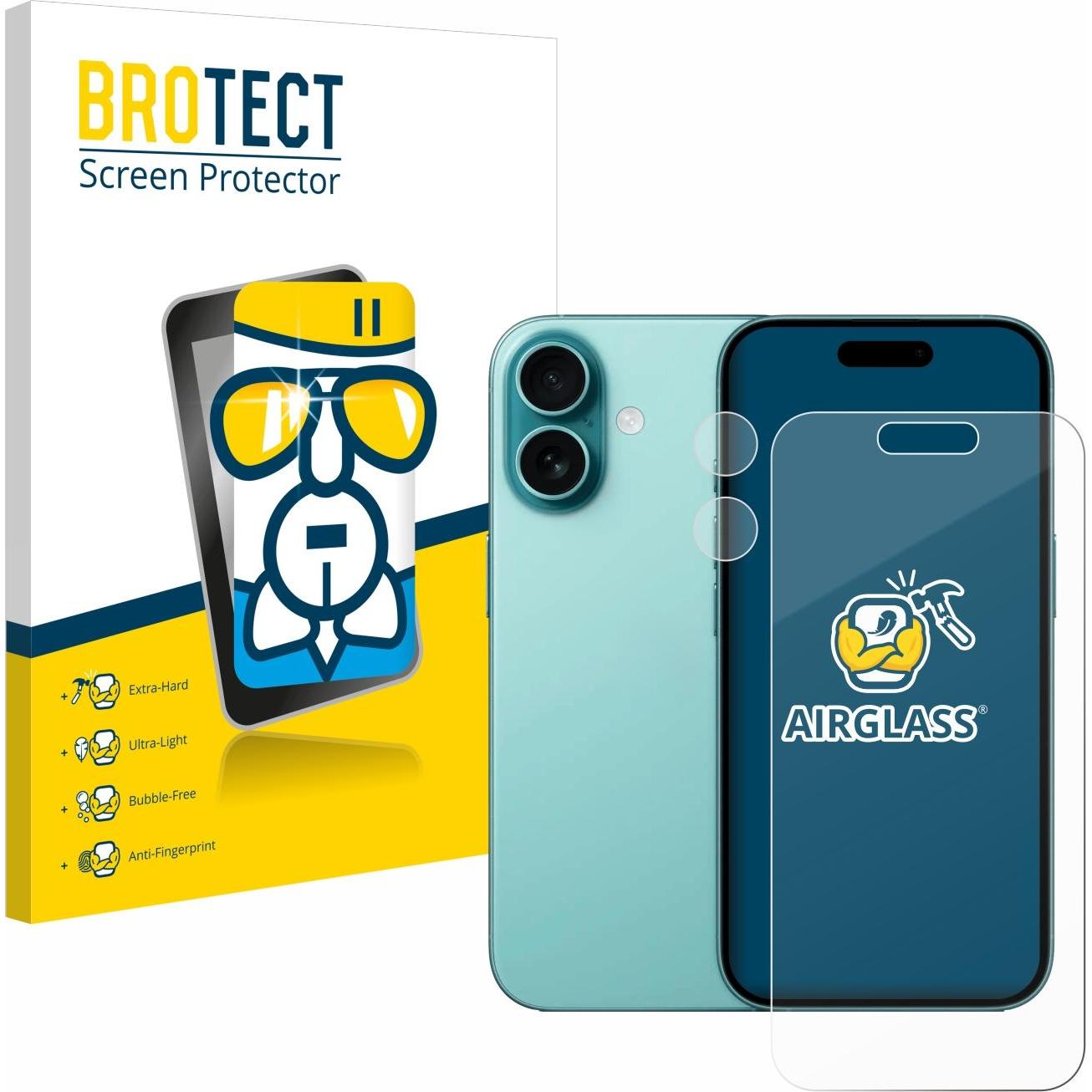 BROTECT Schutzglas Schutzfolie Glas Folie Displayschutz klar (1 Stück, Apple iPhone 16), Smartphone Schutzfolie, Transpa...