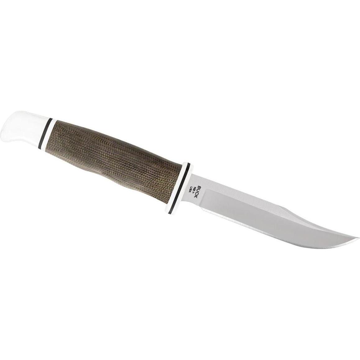 Buck, Mehrzweckmesser, WOODSMAN PRO 102, S35VN Stahl, rostfrei, Leinen Micarta, Lederscheide (10.20 cm)