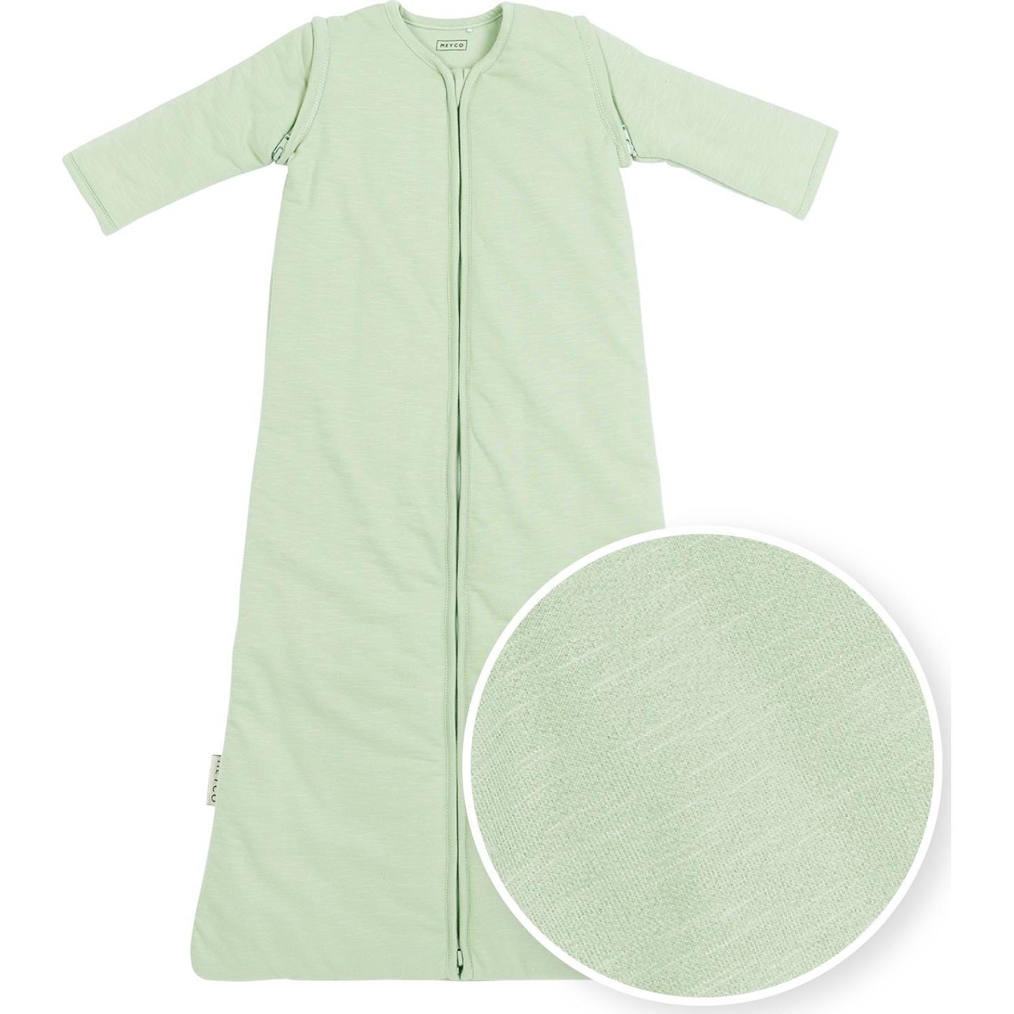 Meyco, Babyschlafsack, Baby Slub Babyschlafsack mit abnehmbaren Ärmeln - soft green - 70cm (70 cm)