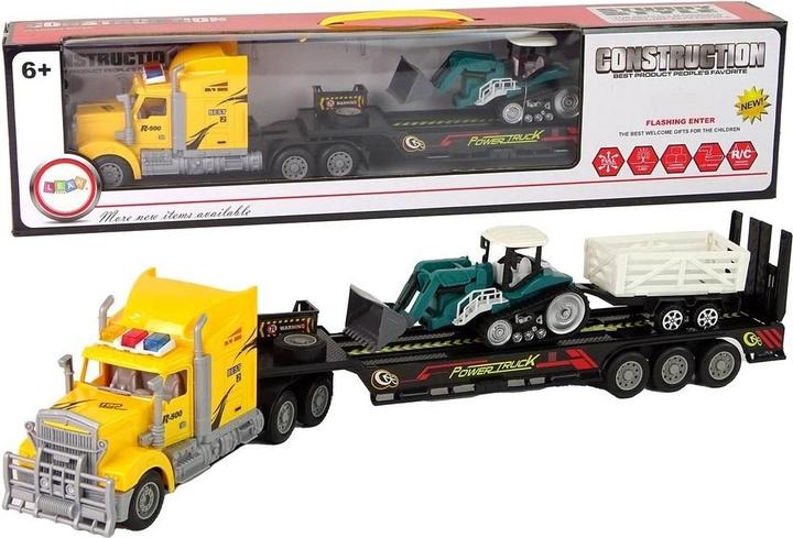 Image du produit Lean Toys Kit de véhicules Camion jaune 60 cm Pelleteuse avec remorque Télécommandé R/C