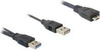 Produktbild Delock Kabel USB 3.0 Y 1x USB 3.0 micro-B St+ USB 2.0-A St 20cm (0.60 m, USB 3.0)