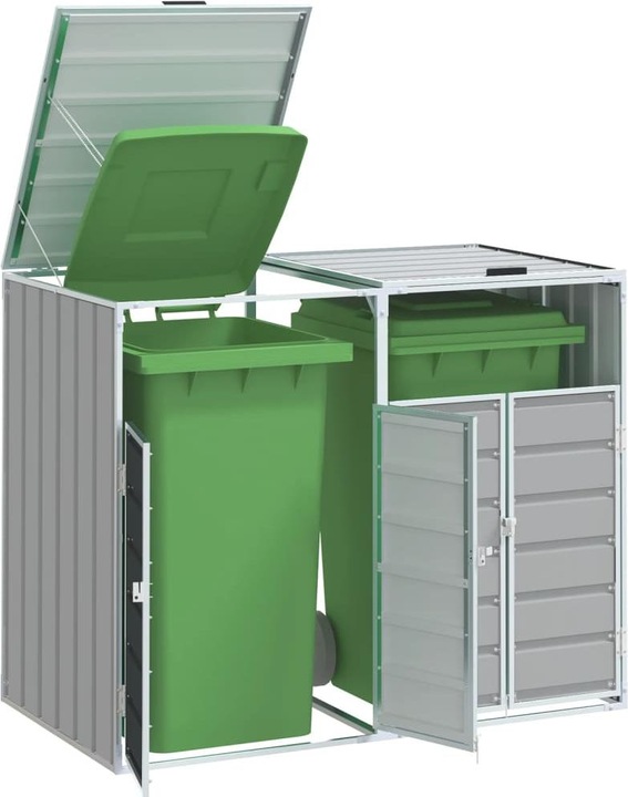 Produktbild VidaXL Mülltonnenbox für 2 Tonnen Grau 144x81x113 cm Stahl