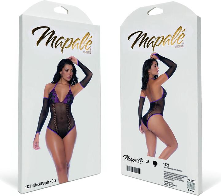 Actual product image Mapale Whispered Lace Fishnet Bodysuit (One size)