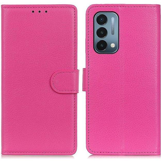 Thumbnail - MU Classic Litchi Leder Bookcover Series (OnePlus Nord N200 5G), Smartphone Hülle, Rosa