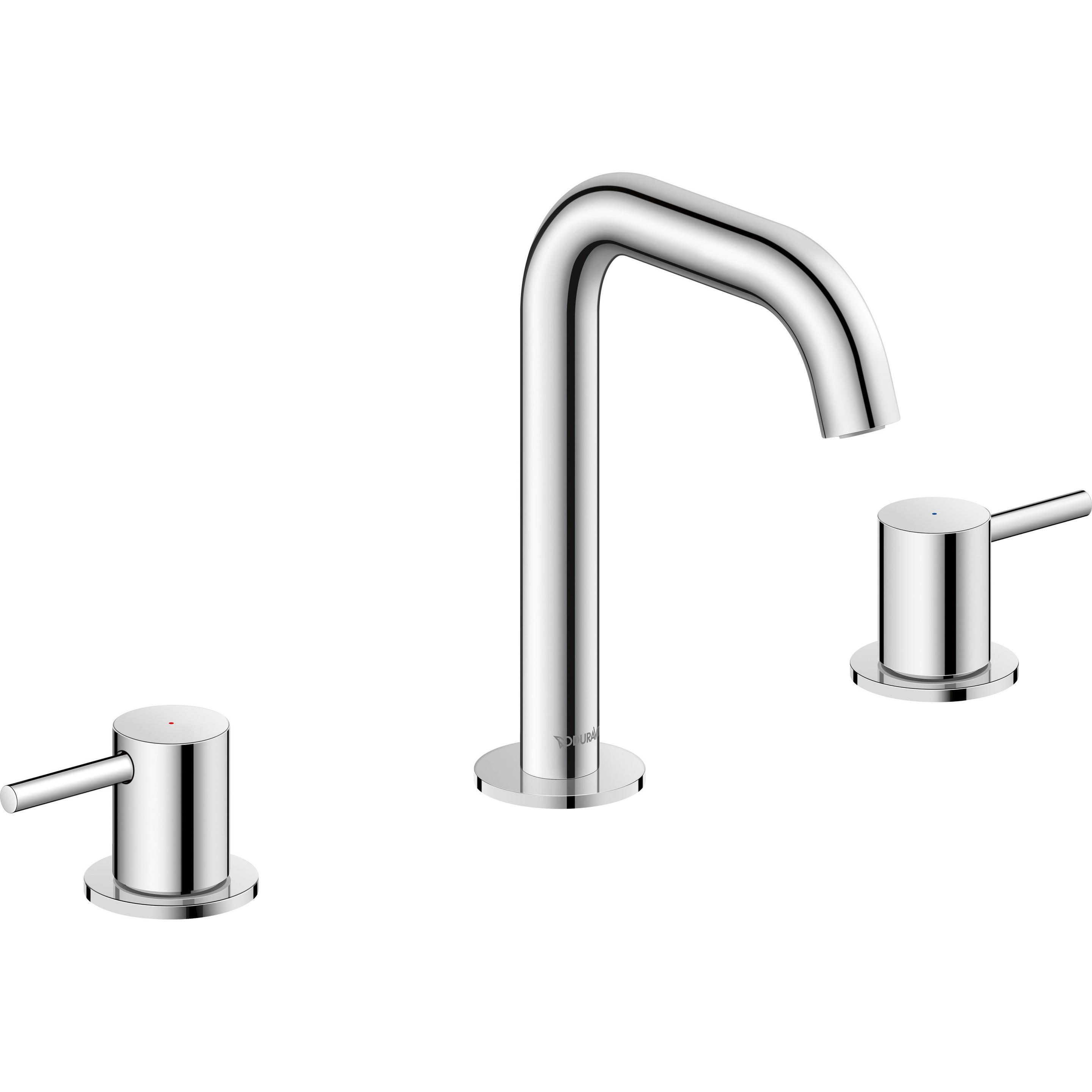 Thumbnail - Duravit, Badarmatur, Circle 3-Loch Waschtischarmatur, Ausladung 140 mm, mit Ablaufgarnitur, Chrom, CE1060005010