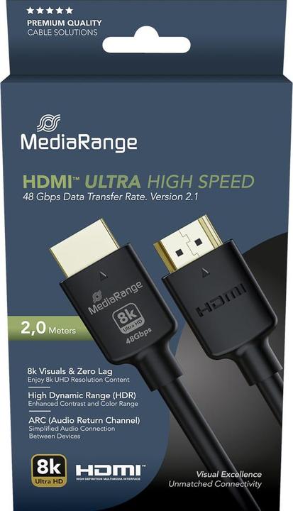 Produktbild MediaRange HDMI – HDMI (2 m, HDMI, 2.1)