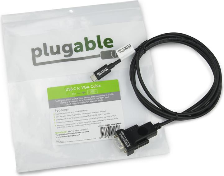 Image du produit Plugable Câble USB C vers VGA (1.80 m)