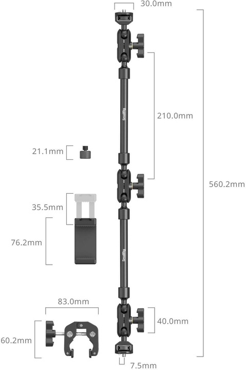 Immagine prodotto SmallRig Braccio magico con morsetto a granchio Kit 4766 (Accessori video vari)
