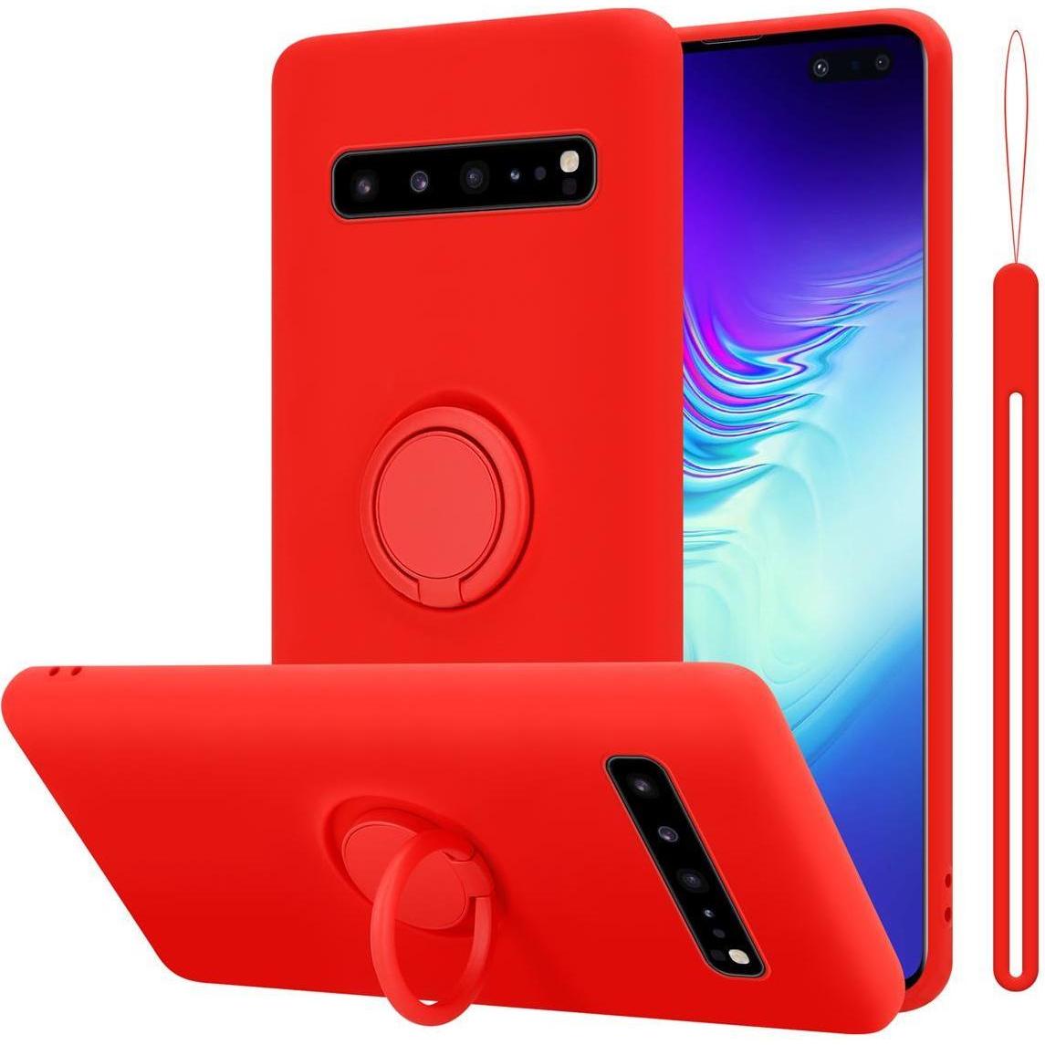 Cadorabo TPU Liquid Ring Silicone Case Hülle (Samsung Galaxy S10 5G), Smartphone Hülle, Rot