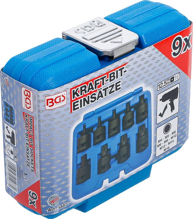 Actual product image BGS Impact bit Socket Set 12.5 mm (1/2") Drive Spline (for XZN) M4 - M16 9 pcs. (12.5 mm)