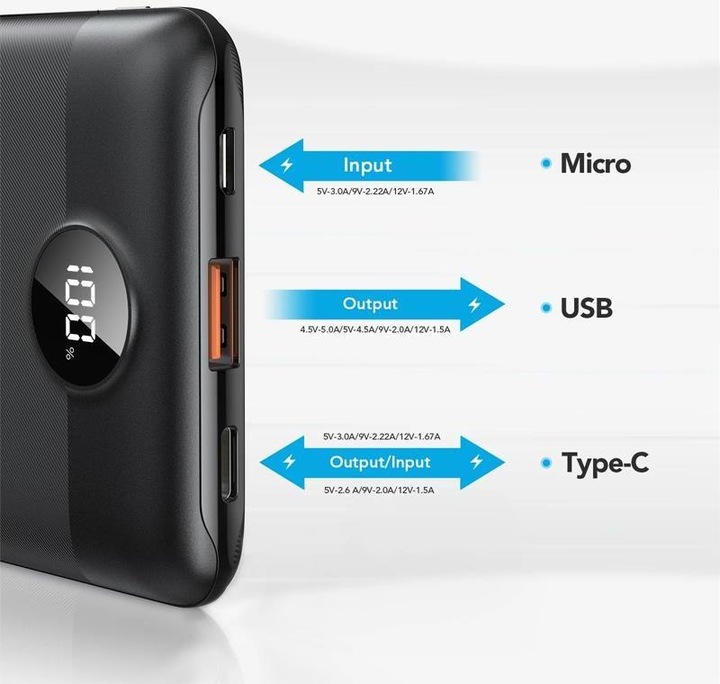 Produktbild Veger S11 Powerbank Digital - 10'000mAh (10000 mAh, 22.50 W, 22.50 Wh)