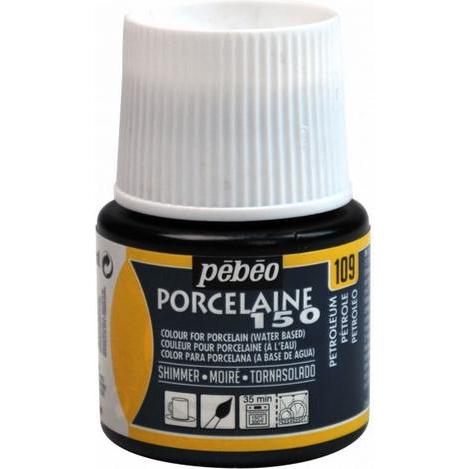 Pebeo, Künstlerfarbe + Bastelfarbe, Porcelaine 161 (Moiré Petroleum, 45 ml)