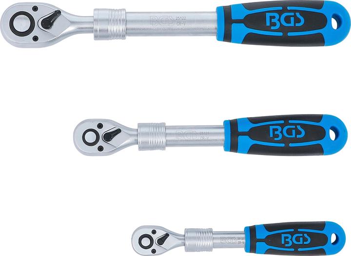 Image du produit BGS Jeu de cliquets réversibles (1/4", 3/8", 1/2")