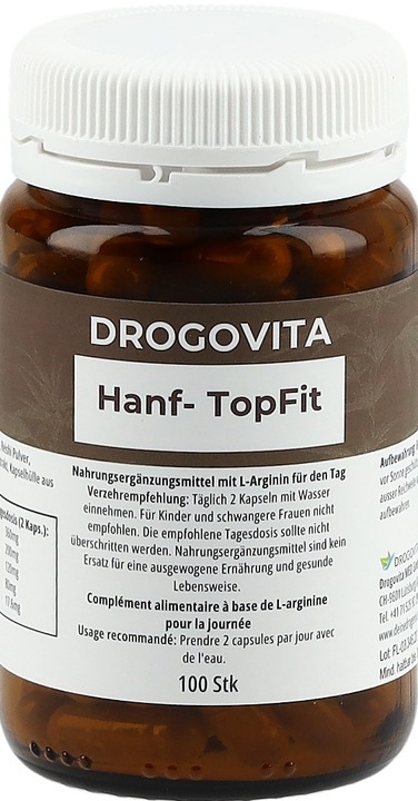 Nährwerte und Zutaten Drogovita Hanf TopFit Kaps (100 Stück, Kapseln, 147 g)