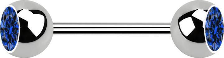 Produktbild Star Piercing Micro Barbell silber mit zwei Kugeln Kristall dunkelblau (ohne Messing, Titan)