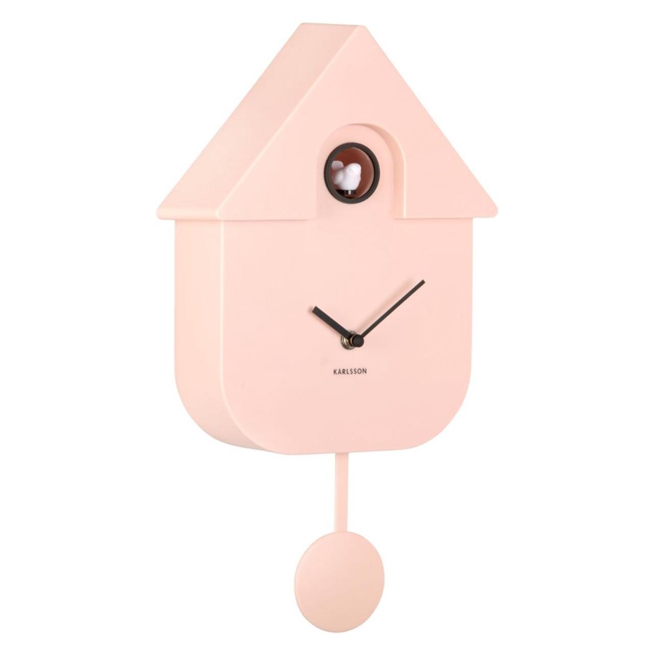 Karlsson, Klok, Koekoeksklok Modern Cuckoo - Roze - 21, 5x8, 5x41cm - Wandklok Modern