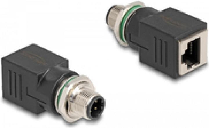 Actual product image Delock M12 adapter D-coded 4 pin plug to RJ45 socket straight (0.05 m)