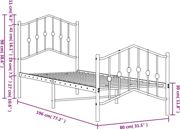 Image du produit vidaXL Bettgestell (75 x 190 cm)