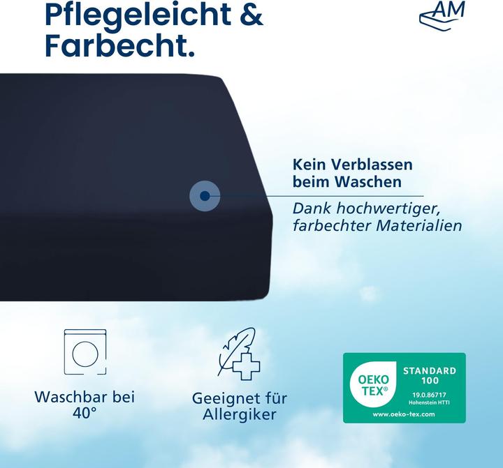 Actual product image AM Qualitätsmatratzen Premium Spannbettlaken für Matratze, Baumwolle (200gsm) (140 x 190 cm)