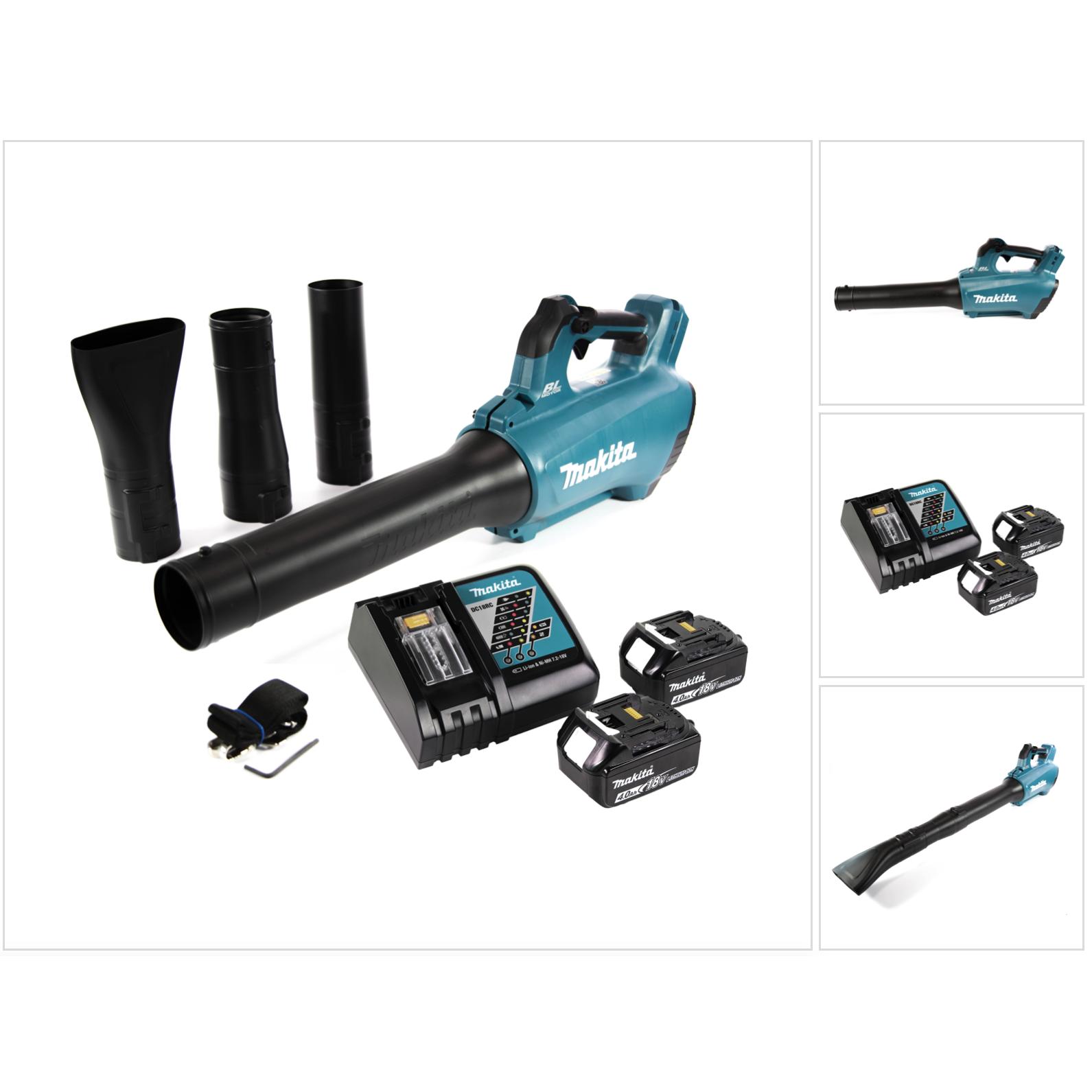 Makita, Laubsauger + Laubbläser, DUB 184 RM Akku Gebläse 18 V Brushless + 2x Akku 4,0 Ah + Ladegerät (Akkubetrieb, Laubb...