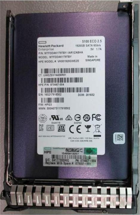 Produktbild HPE SSD 1.92TB SFF SATA RI DS SC (1920 GB, 2.5")