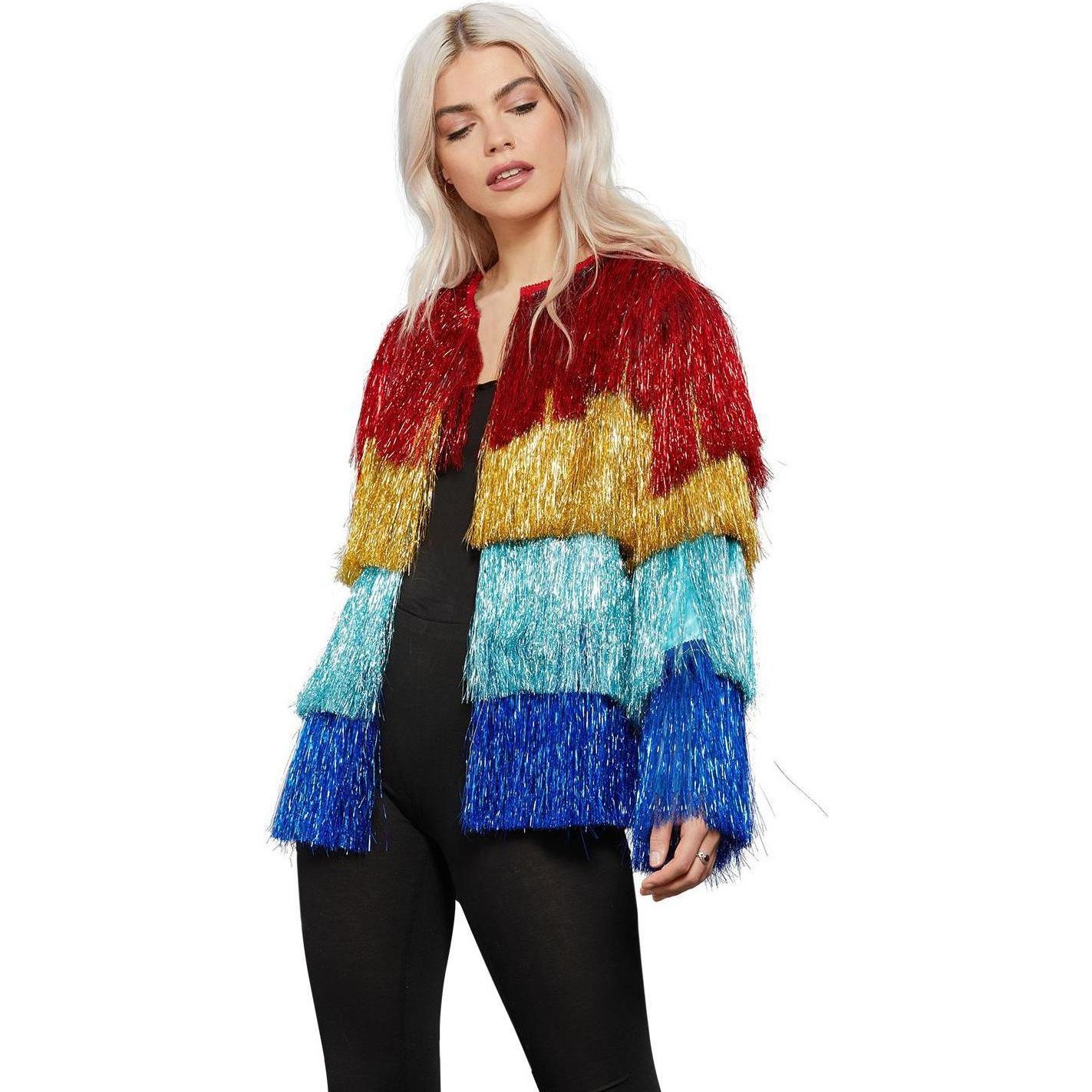 Smiffys Lametta Festivaljacke vierfarbig (L, XL)