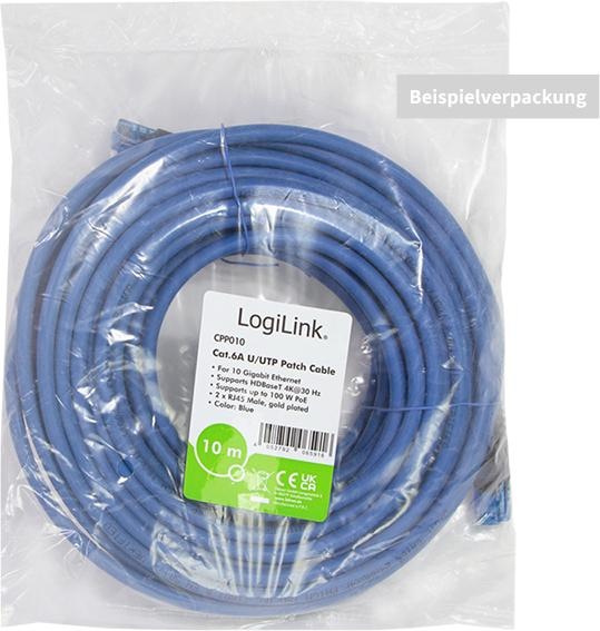 Produktbild LogiLink Premium Patchkabel, Kat.6A, U/UTP, blau, 3.0 m ungeschirmt, starre Kupferadern, geeignet für 10G/... (U/UTP, CAT6a, 3 m)