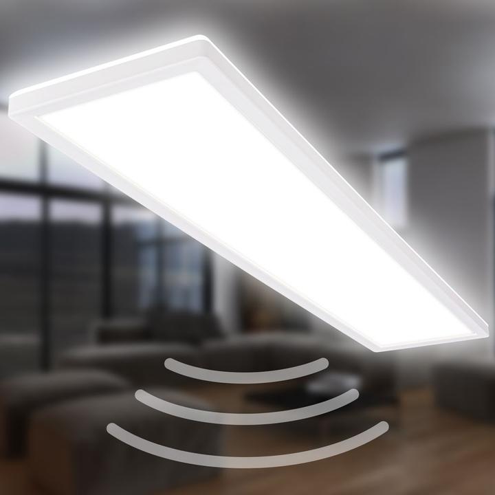 Produktbild Briloner Ultraflaches LED Panel mit Backlight + Microwave, IP44, Weiss (4800 lm)
